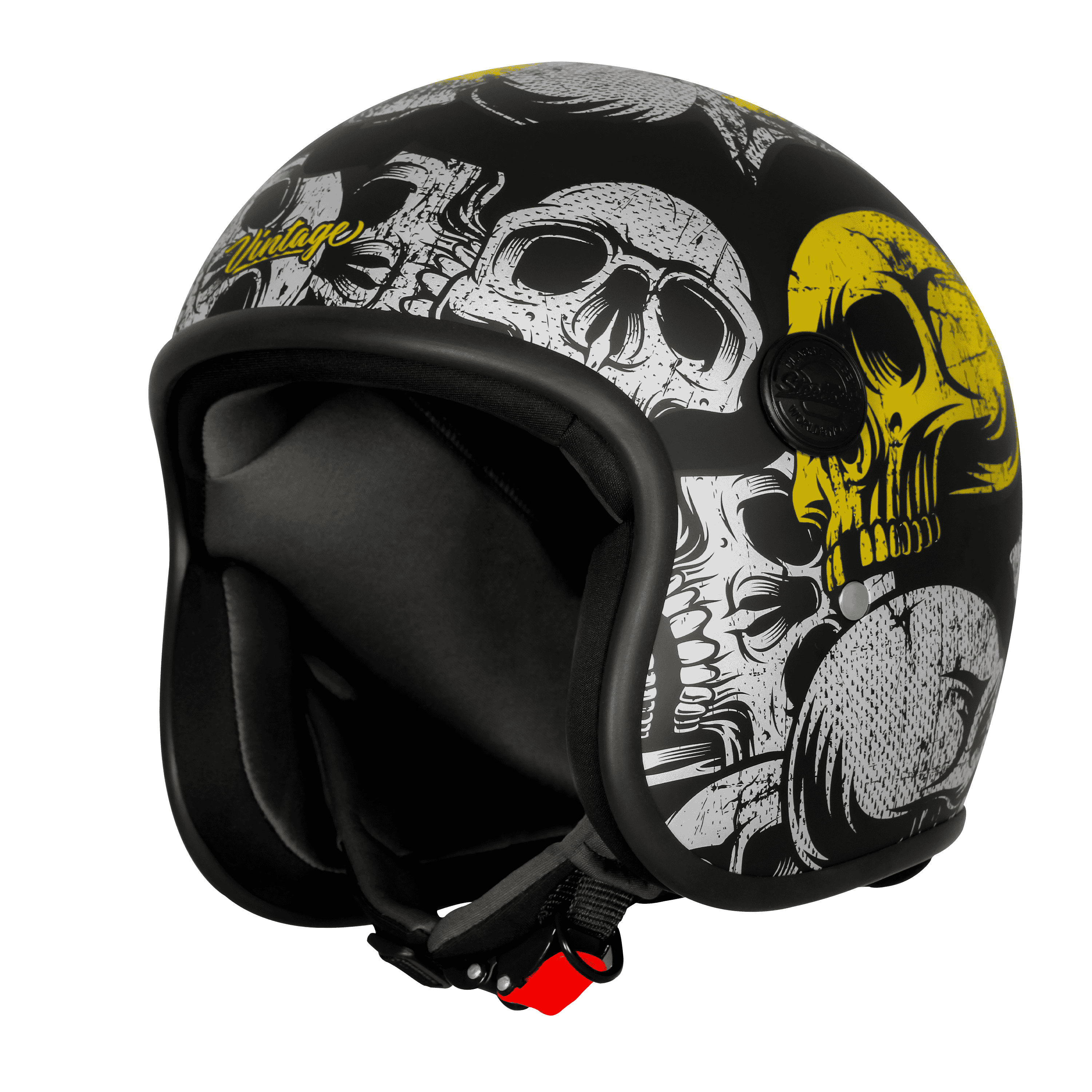 SBH-55 VINTAGE SKULL GLOSSY BLACK WITH NEON